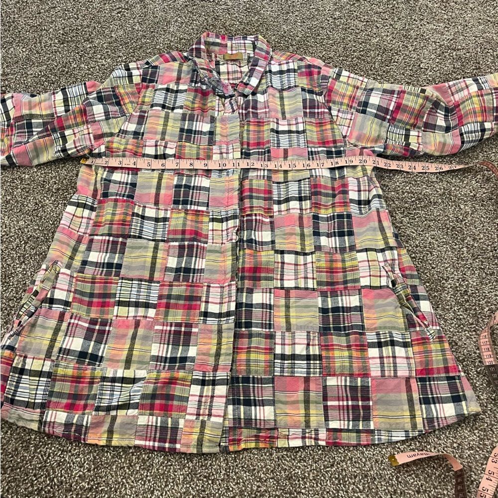 Tulip Patchwork Multicolored Button Front Top Med… - image 10